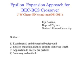 Eiji Nakano, Dept. of Physics, National Taiwan University