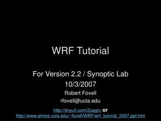 WRF Tutorial