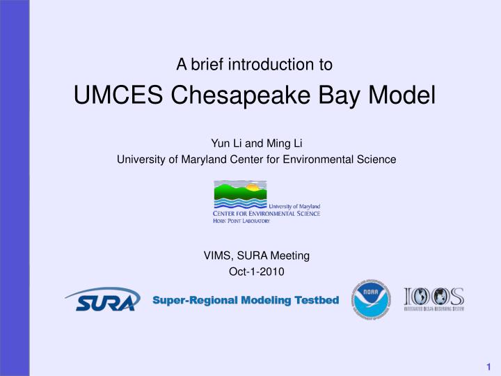 a brief introduction to umces chesapeake bay model
