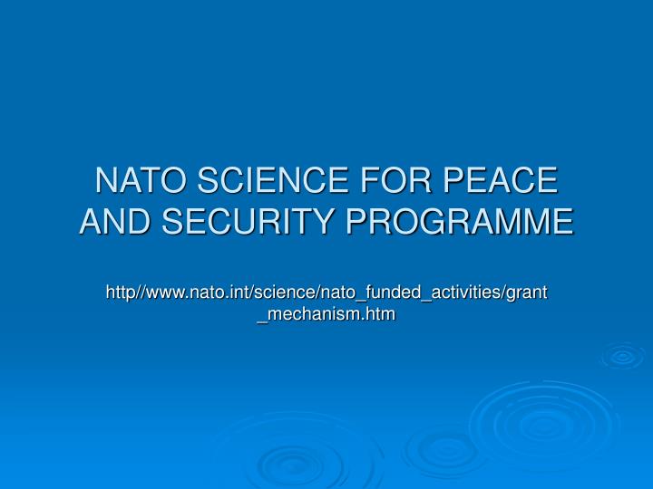 nato science for peace and security programme