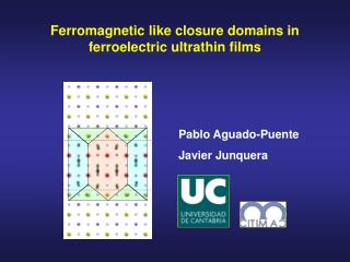 Ferromagnetic like closure domains in ferroelectric ultrathin films