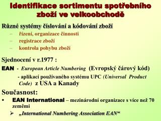 identifikace sortimentu spot ebn ho zbo ve velkoobchod