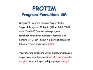 PROTIM Program Pemulihan 3M