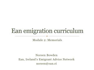 Ean emigration curriculum