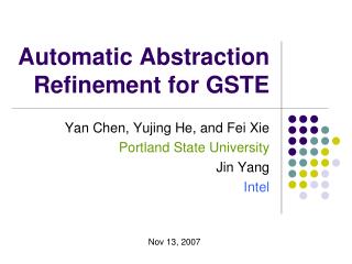 Automatic Abstraction Refinement for GSTE