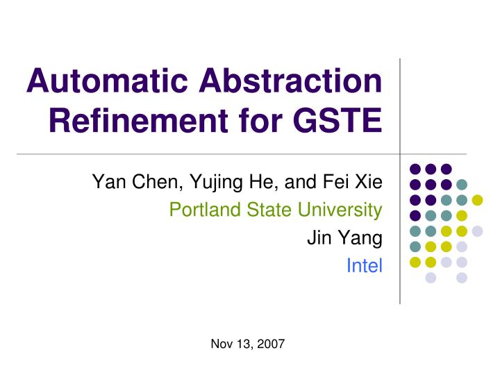 automatic abstraction refinement for gste