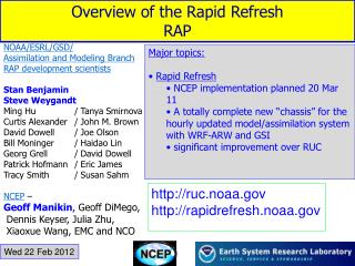 Overview of the Rapid Refresh RAP