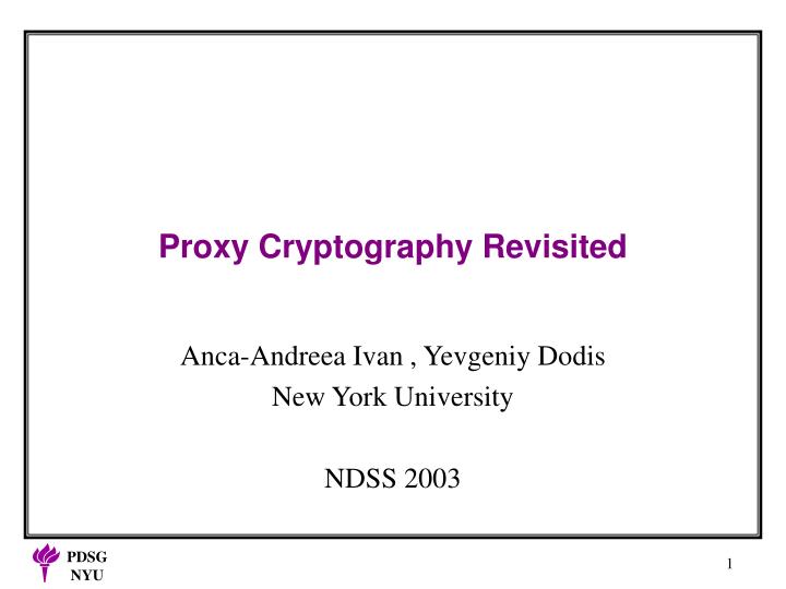 proxy cryptography revisited