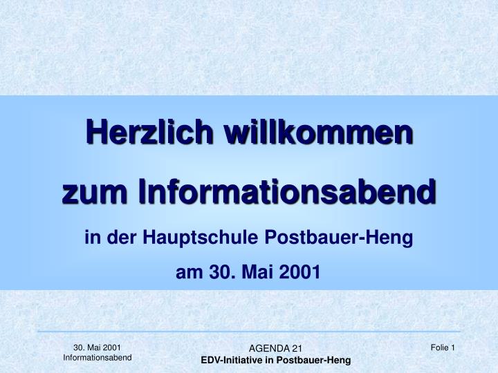 herzlich willkommen zum informationsabend in der hauptschule postbauer heng am 30 mai 2001