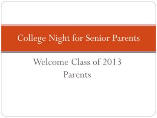 College Night for Senior Parents