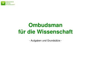 ombudsman f r die wissenschaft