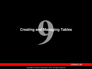 Creating and Managing Tables