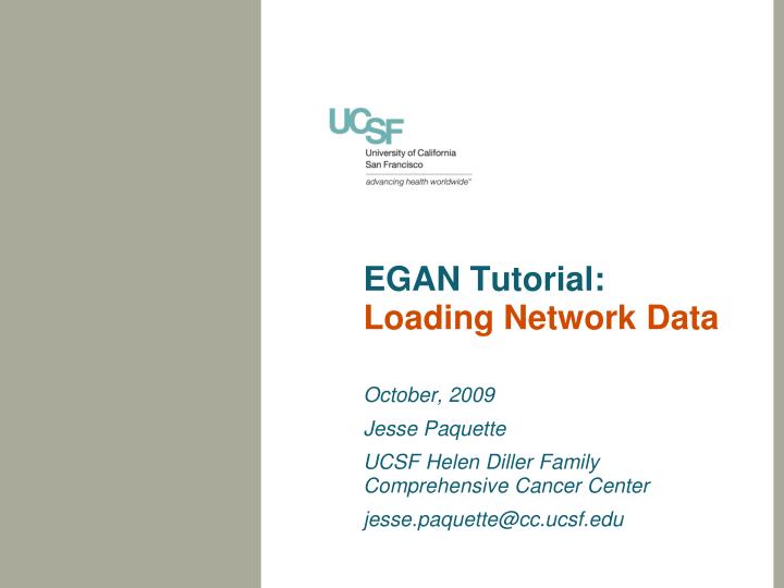 egan tutorial loading network data