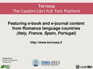 Torrossa The Casalini Libri Full Text Platform
