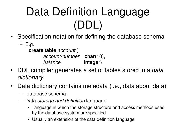 data definition language ddl