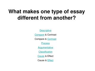 What makes one type of essay different from another?