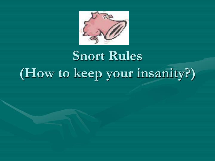 snort rules how to keep your insanity