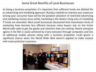 Some Great Benefits of Local Businesses