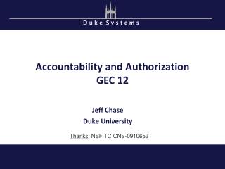 Accountability and Authorization GEC 12