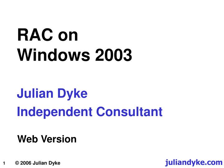 rac on windows 2003