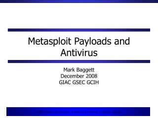 Metasploit Payloads and Antivirus