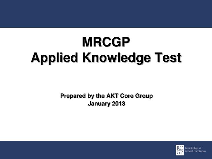 mrcgp applied knowledge test