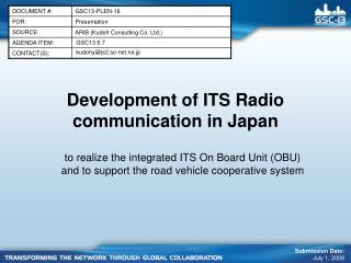 Development of ITS Radio communication in Japan