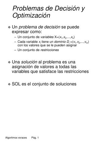 problemas de decisi n y optimizaci n