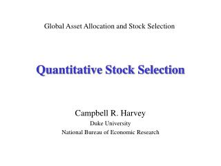 Quantitative Stock Selection