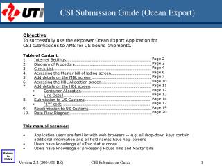 CSI Submission Guide (Ocean Export)