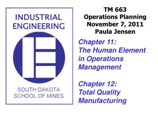 TM 663 Operations Planning November 7, 2011 Paula Jensen