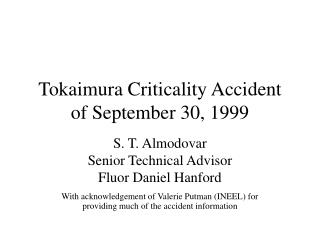Tokaimura Criticality Accident of September 30, 1999