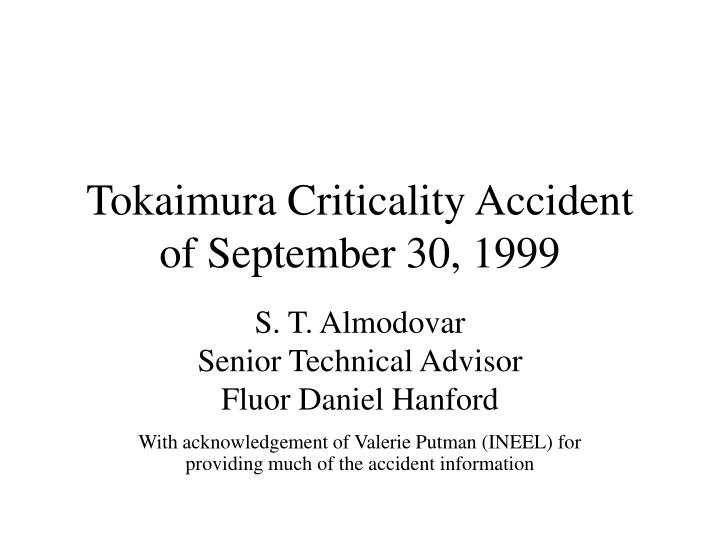 tokaimura criticality accident of september 30 1999