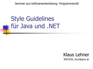style guidelines f r java und net