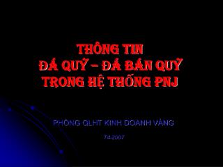 th ng tin qu b n qu trong h th ng pnj