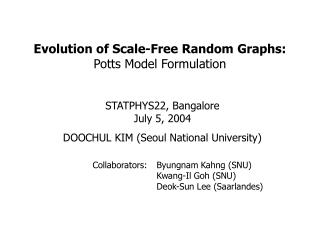 Evolution of Scale-Free Random Graphs: Potts Model Formulation