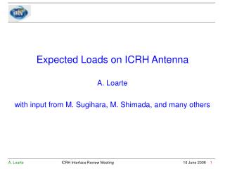 Expected Loads on ICRH Antenna A. Loarte with input from M. Sugihara, M. Shimada, and many others