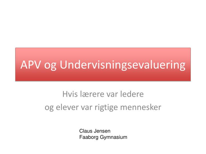 apv og undervisningsevaluering