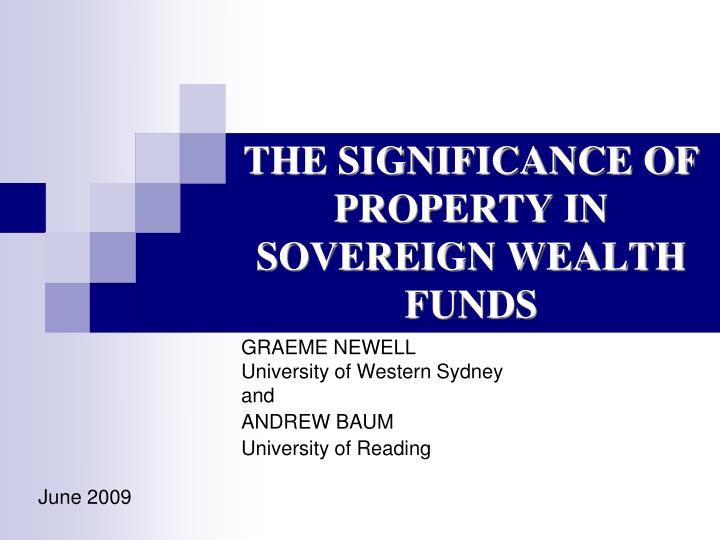 the significance of property in sovereign wealth funds