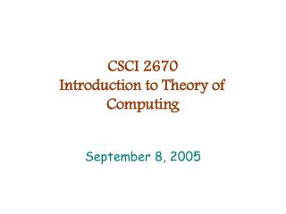 CSCI 2670 Introduction to Theory of Computing