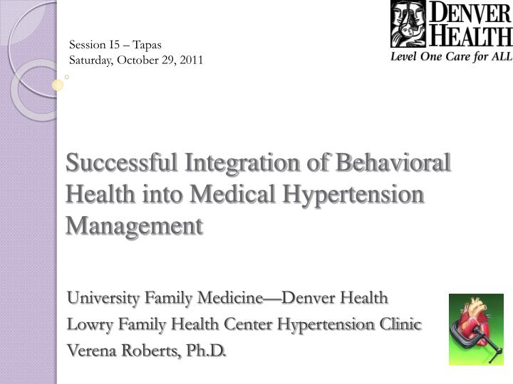 successful integration of behavioral health into medical hypertension management