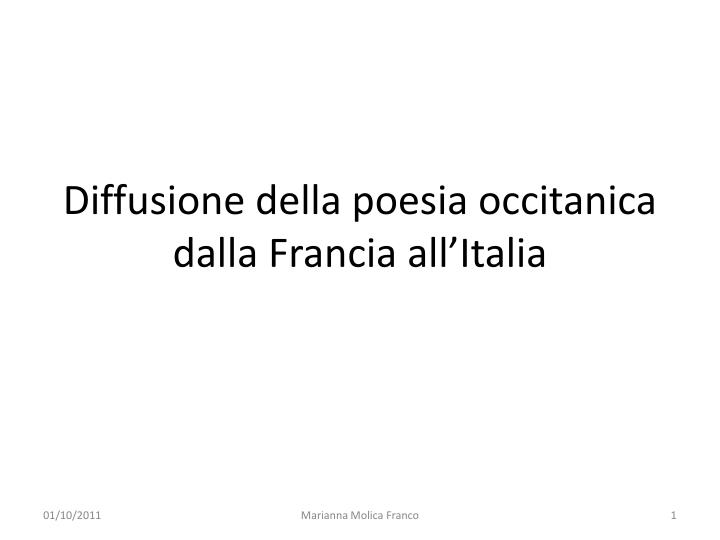 diffusione della poesia occitanica dalla francia all italia