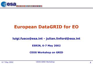 European DataGRID for EO