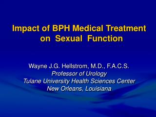 Impact of BPH Medical Treatment on Sexual Function