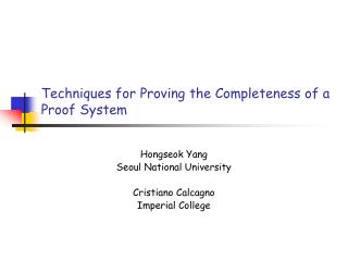 Techniques for Proving the Completeness of a Proof System