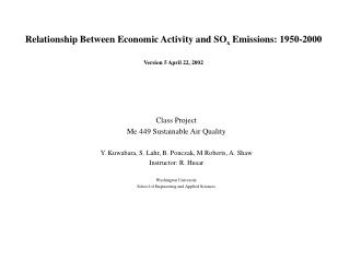 Relationship Between Economic Activity and SO x Emissions: 1950-2000 Version 5 April 22, 2002