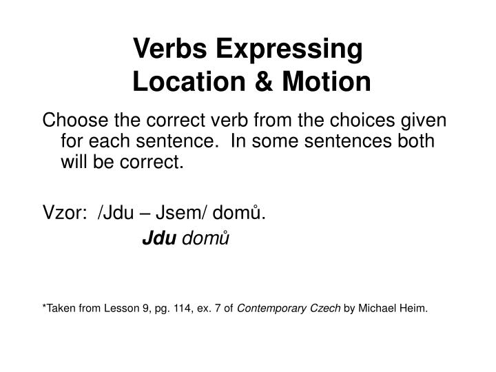 verbs expressing location motion