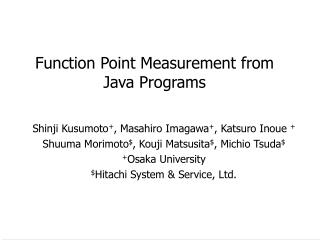 Function Point Measurement from Java Programs