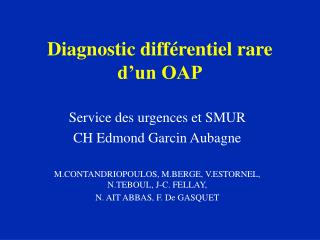 diagnostic diff rentiel rare d un oap