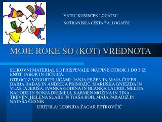 MOJE ROKE SO (KOT) VREDNOTA